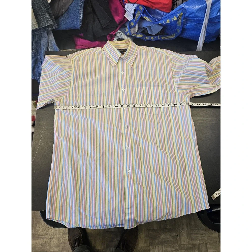 Brooks Brothers Shirt Mens Medium Multicolor Stripe Non Iron Dress Long Sleeve
